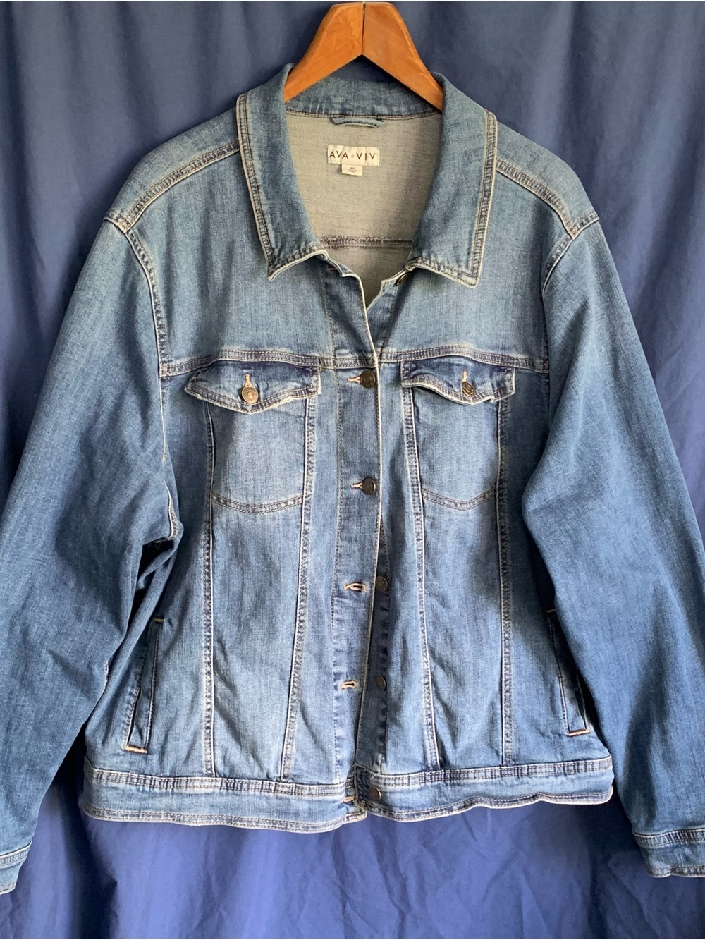 Ava & Viv Medium Blue Denim Jacket with Button Front